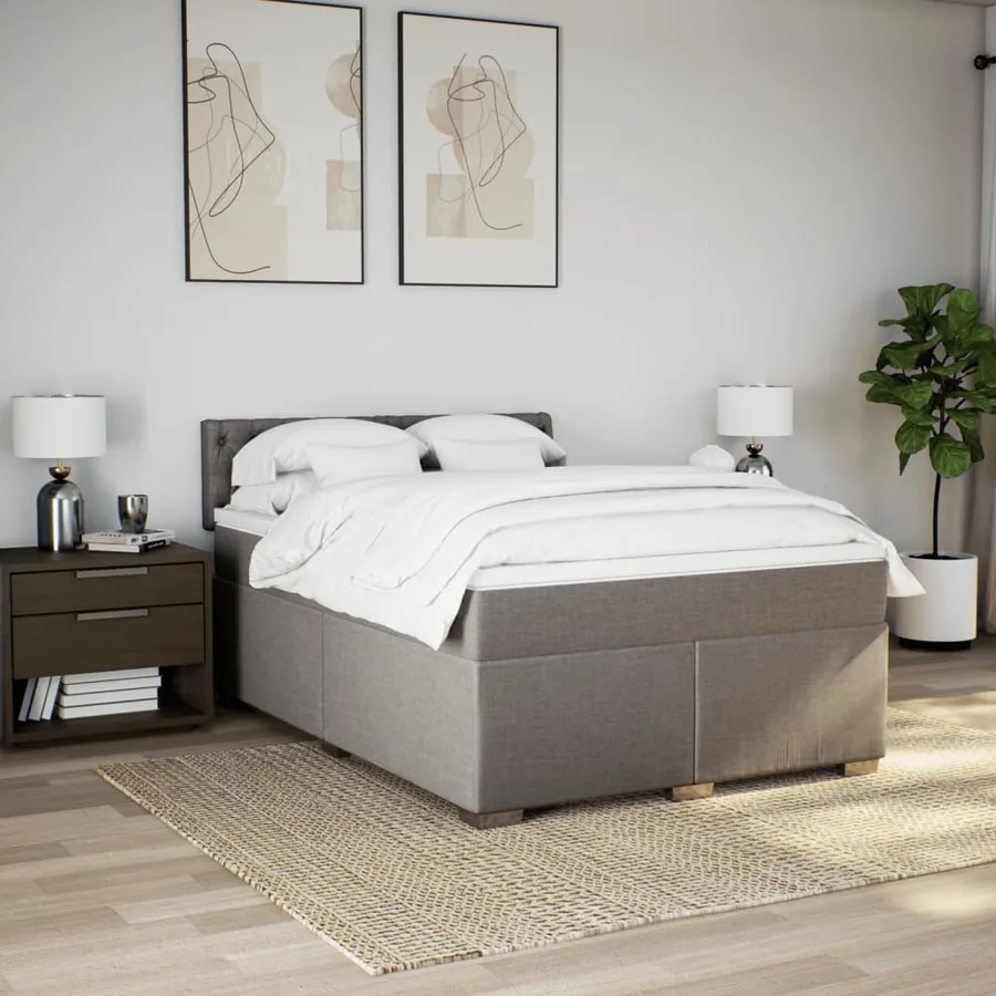 Sommier à lattes de lit avec matelas Taupe 140x200 cm Tissu - 4