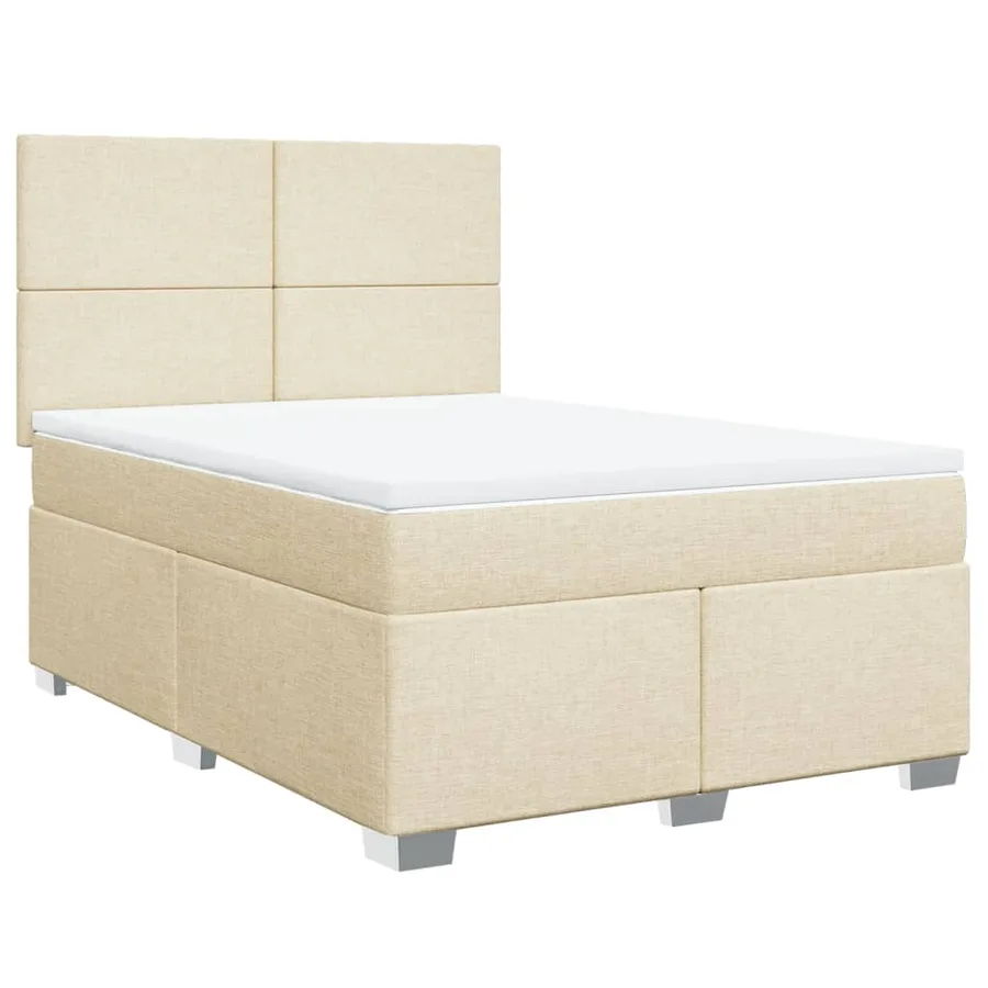 Sommier à lattes de lit avec matelas Crème 140x200 cm Tissu - 2