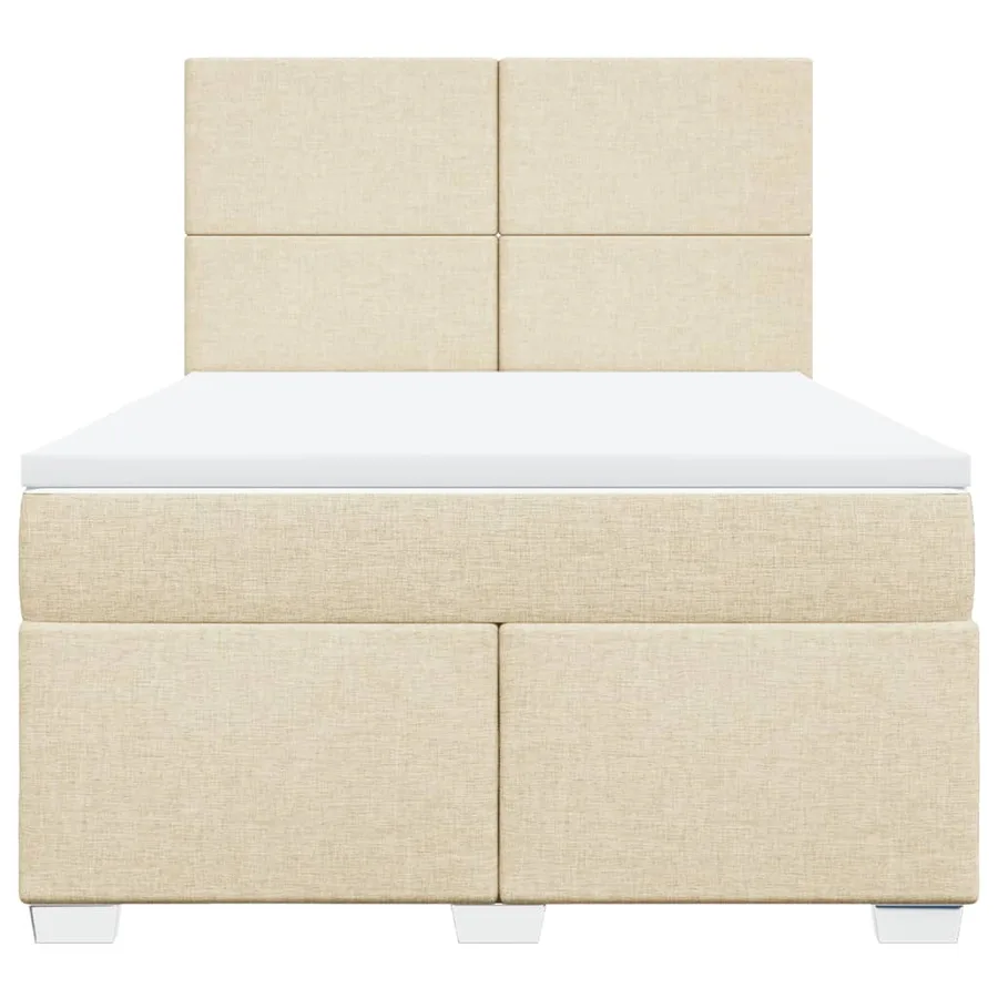 Sommier à lattes de lit avec matelas Crème 140x200 cm Tissu - 4