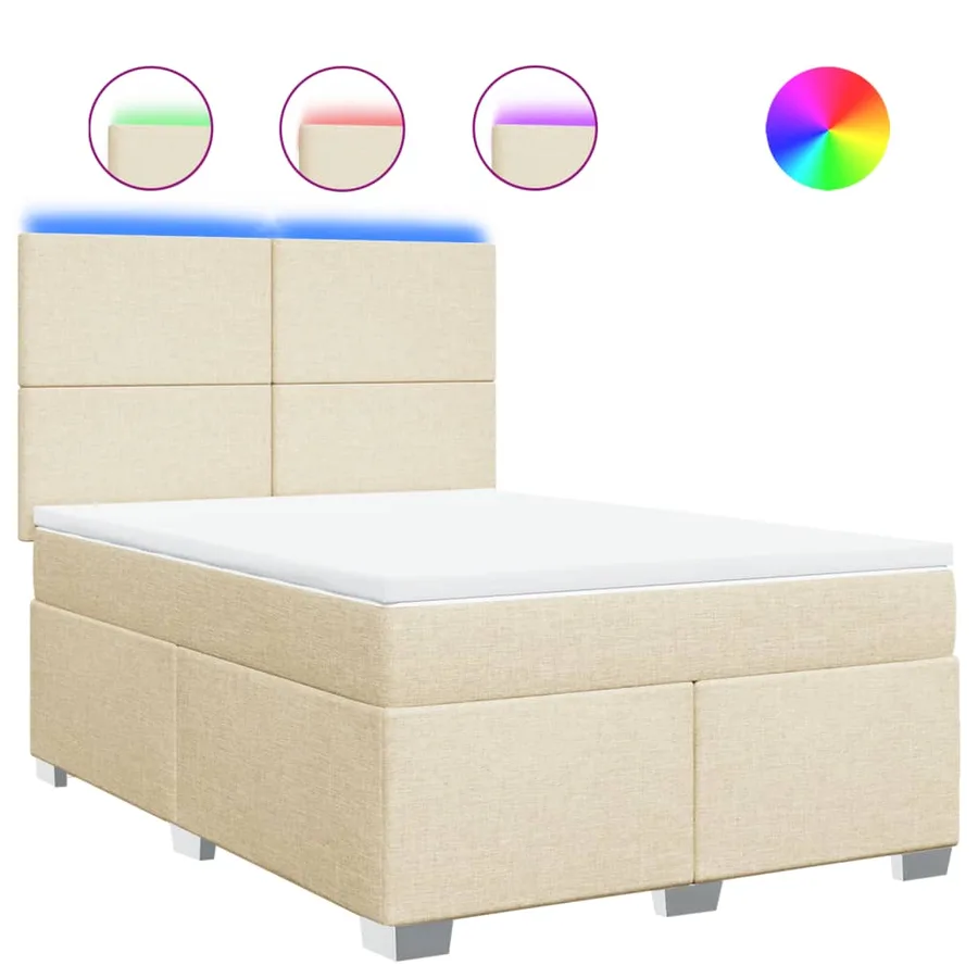 Sommier à lattes de lit avec matelas Crème 140x200 cm Tissu - 2