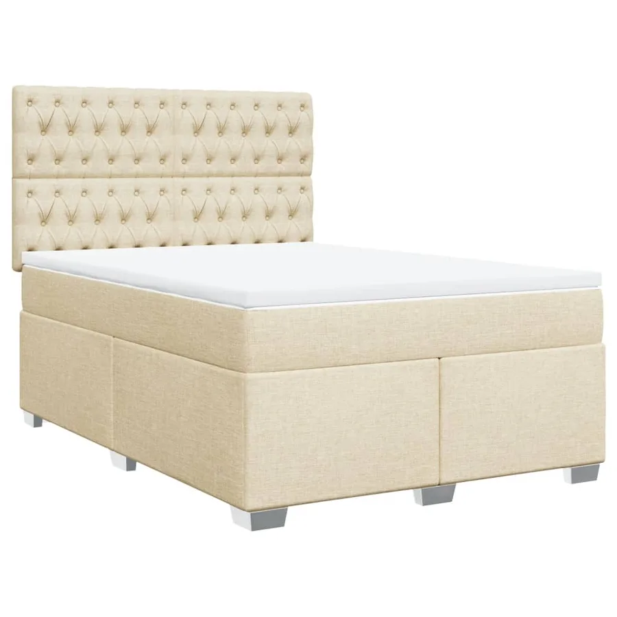 Sommier à lattes de lit avec matelas Crème 140x200 cm Tissu - 3