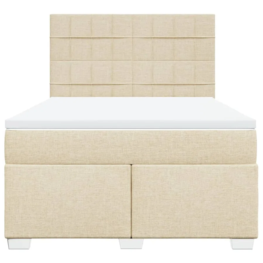 Sommier à lattes de lit avec matelas Crème 140x200 cm Tissu - 6