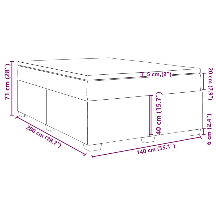Sommier à lattes de lit avec matelas Taupe 140x200 cm Tissu - 12