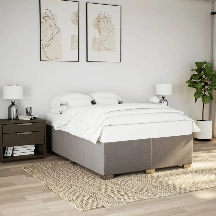 Sommier à lattes de lit avec matelas Taupe 140x200 cm Tissu - 3