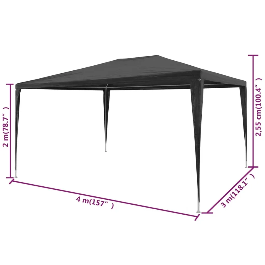 Tente de réception 3x4 m PE Anthracite - 6
