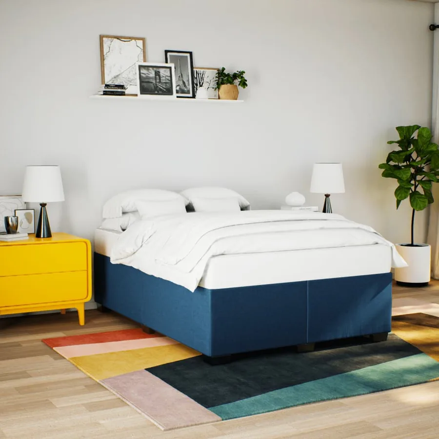 Sommier à lattes de lit avec matelas Bleu 140x200 cm Tissu - 3