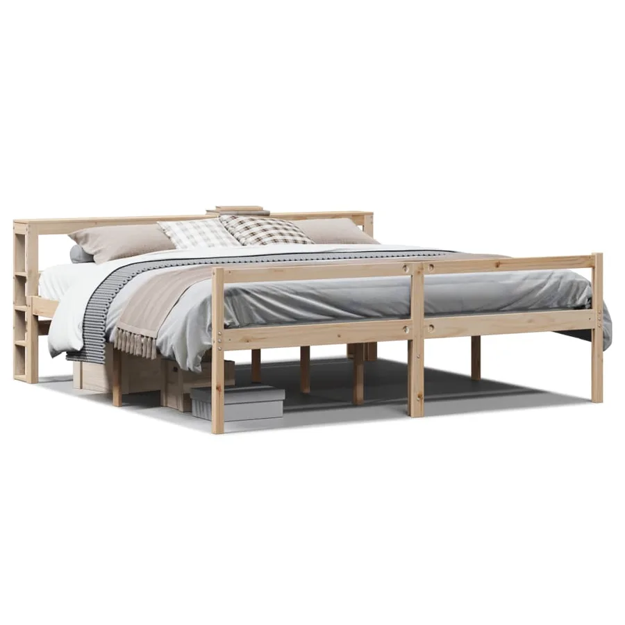 Lit pour personne âgée et tête de lit 200x200cm bois pin massif - 2