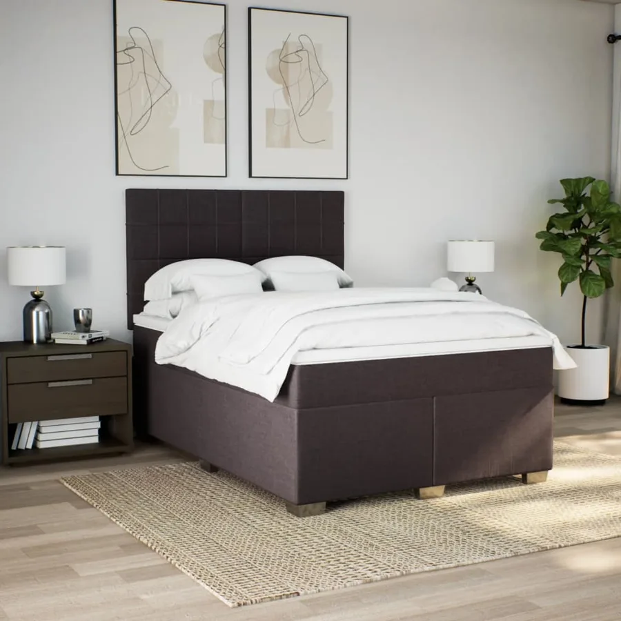 Sommier à lattes de lit avec matelas Marron foncé 140x190 cm - 4