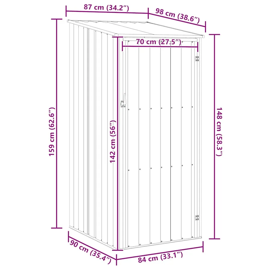 Abri de jardin Anthracite 87x98x159 cm Acier galvanisé - 8