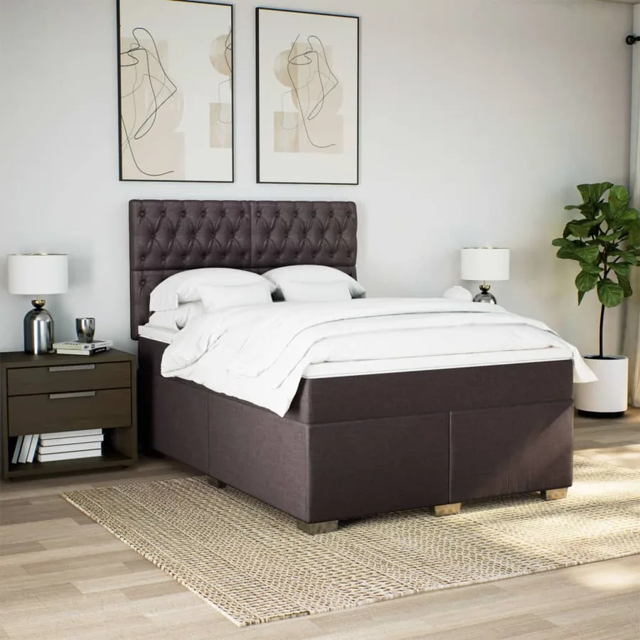 Sommier à lattes de lit avec matelas Marron foncé 140x200 cm - 3