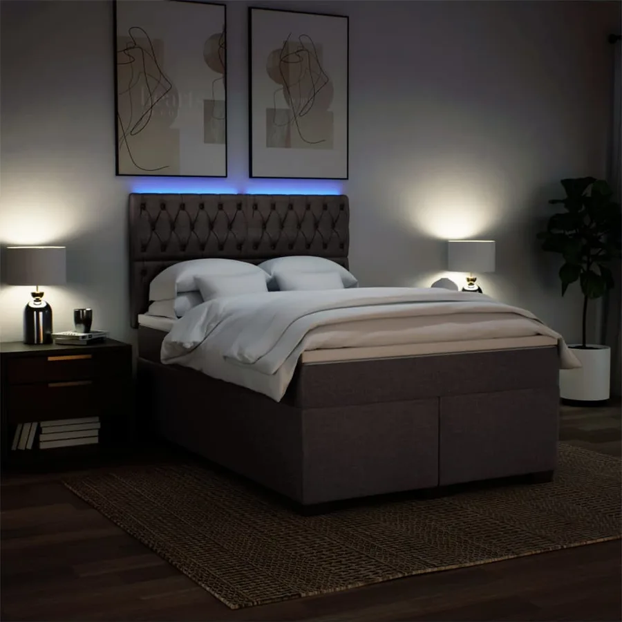 Sommier à lattes de lit avec matelas Marron foncé 140x200 cm - 5