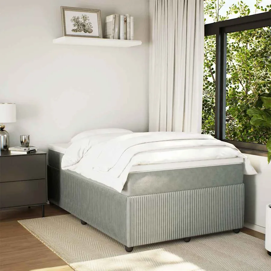 Sommier à lattes de lit et matelas gris clair 120x190cm velours - 3