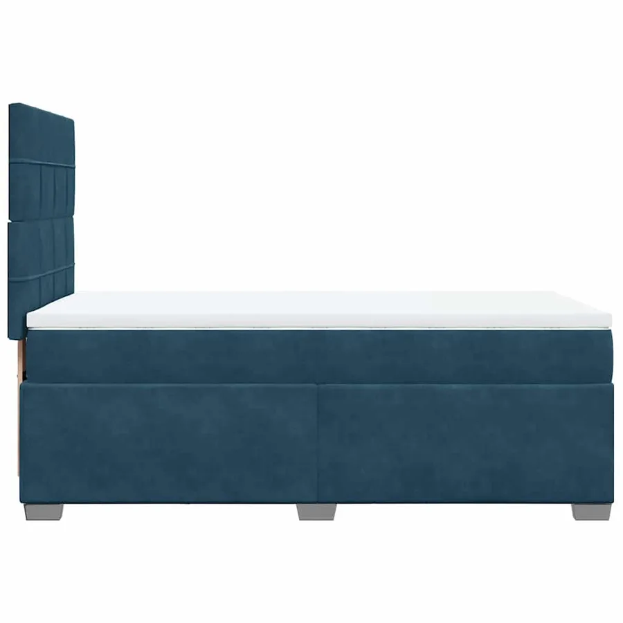 Sommier à lattes de lit avec matelas bleu 90x190 cm velours - 12