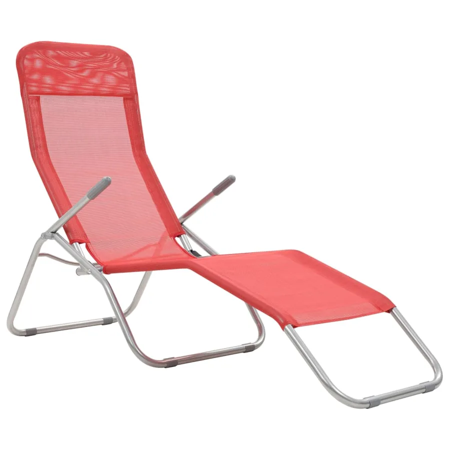 Chaises longues pliables lot de 2 Textilène Rouge - 2