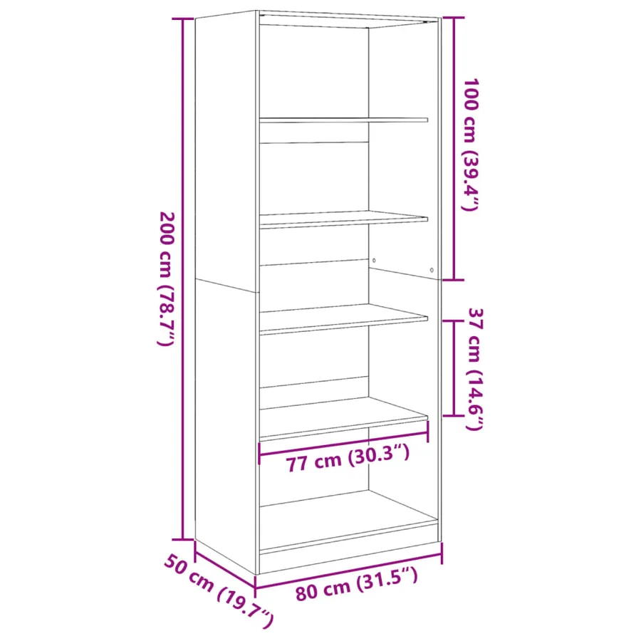 Garde-robe chêne fumé 80x50x200 cm bois d'ingénierie - 9