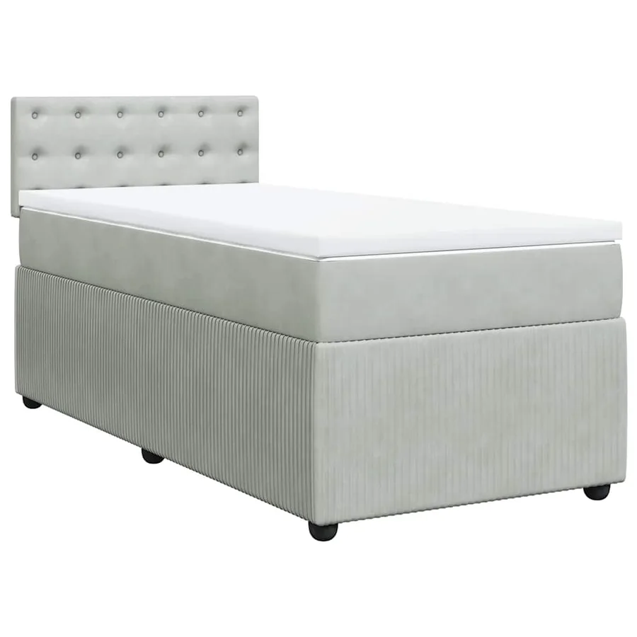 Sommier à lattes de lit et matelas Gris clair 90x190 cm Velours - 2