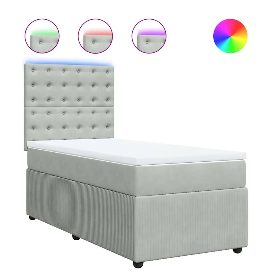 Sommier à lattes de lit et matelas Gris clair 90x190 cm Velours - 2