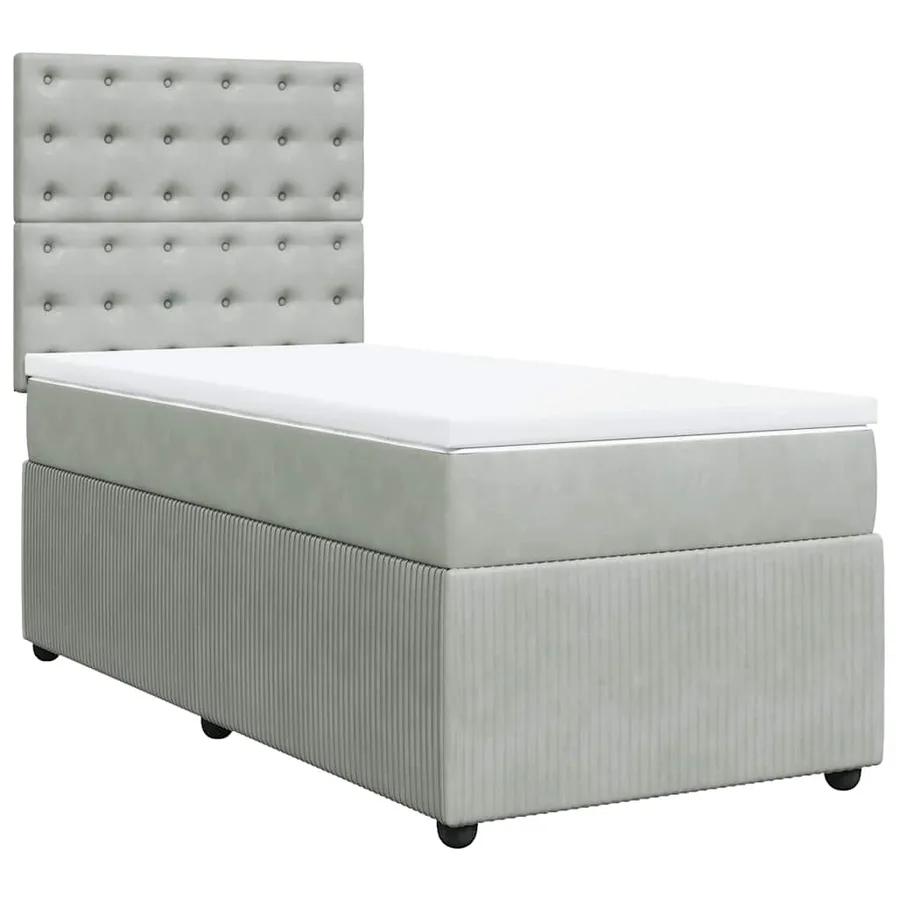 Sommier à lattes de lit et matelas Gris clair 90x190 cm Velours - 3