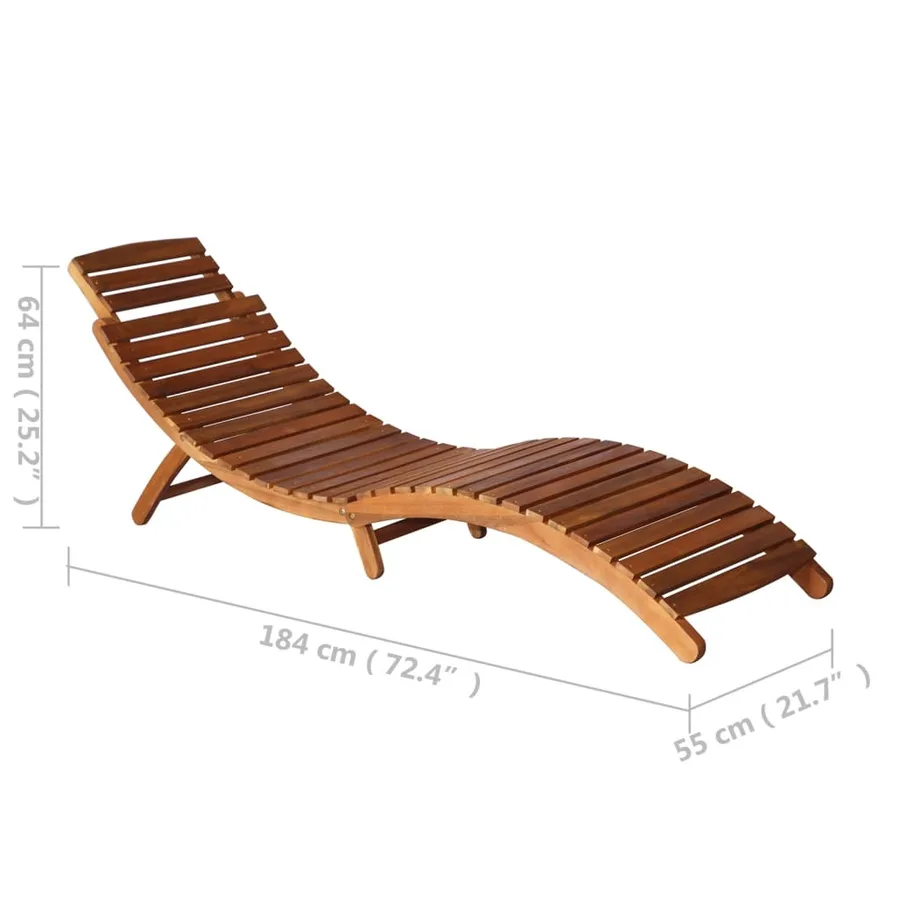 Chaise longue avec table Bois d'acacia massif Marron - 11