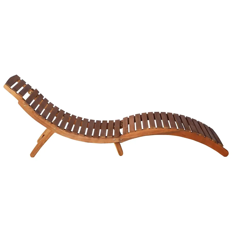 Chaise longue avec table Bois d'acacia massif Marron - 7