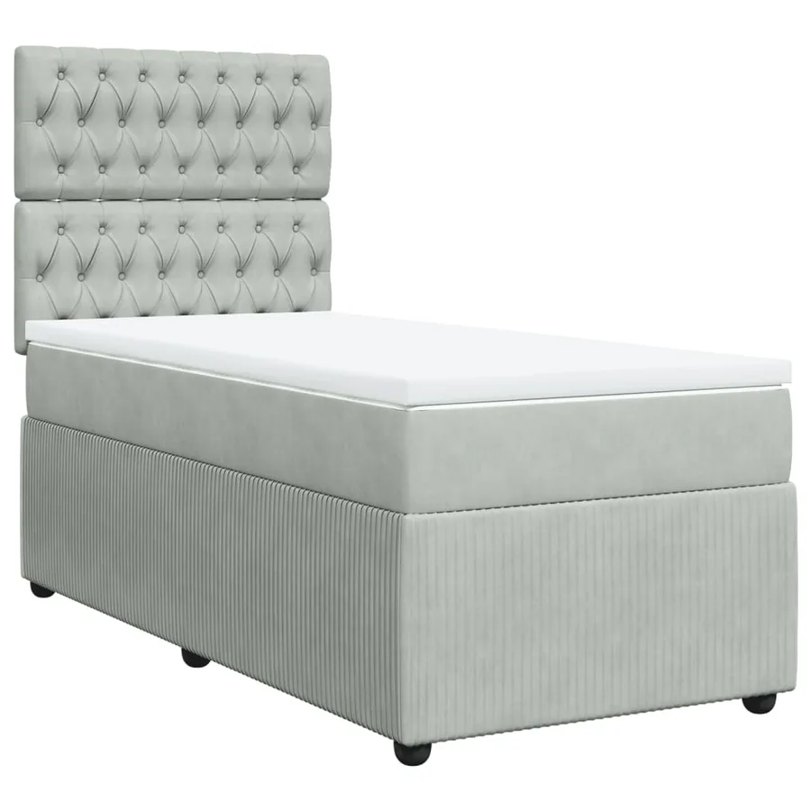 Sommier à lattes de lit et matelas Gris clair 90x190 cm Velours - 2