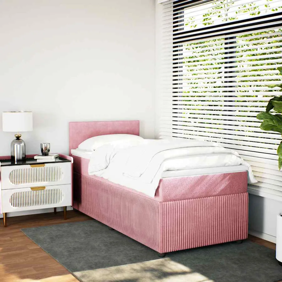 Sommier à lattes de lit avec matelas Rose 100x200 cm Velours - 3