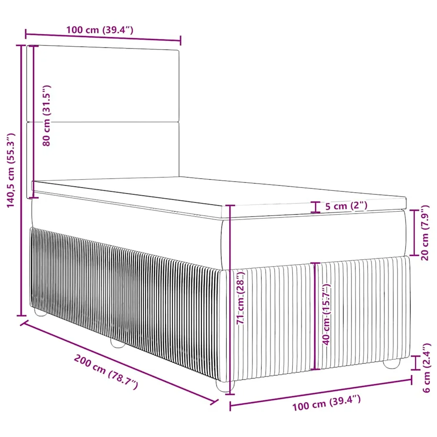 Sommier à lattes de lit avec matelas Gris foncé 100x200 cm - 13