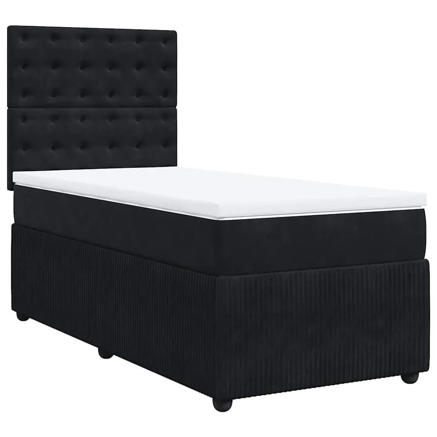 Sommier à lattes de lit avec matelas Noir 100x200 cm Velours - 2