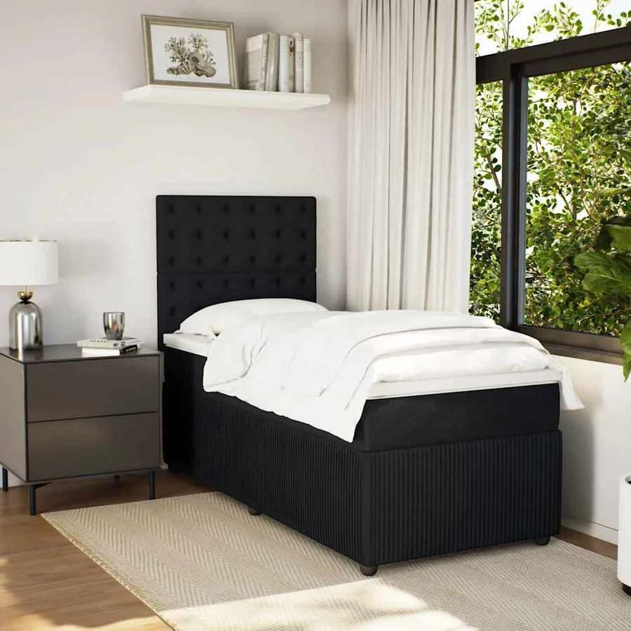 Sommier à lattes de lit avec matelas Noir 100x200 cm Velours - 3