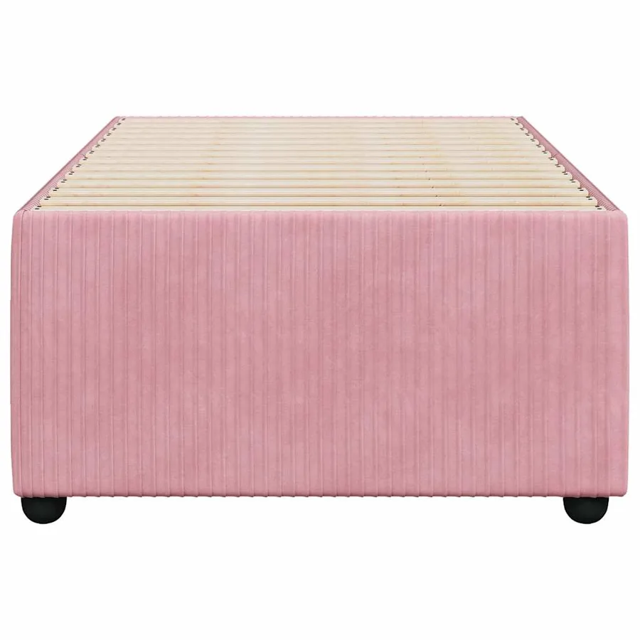 Cadre de lit sans matelas rose 100x200 cm velours - 4