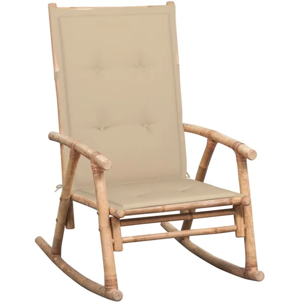 Rocking chair with cushion bamboo