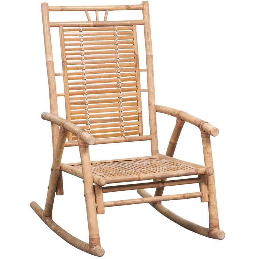 Chaise à bascule avec coussin bambou - 2