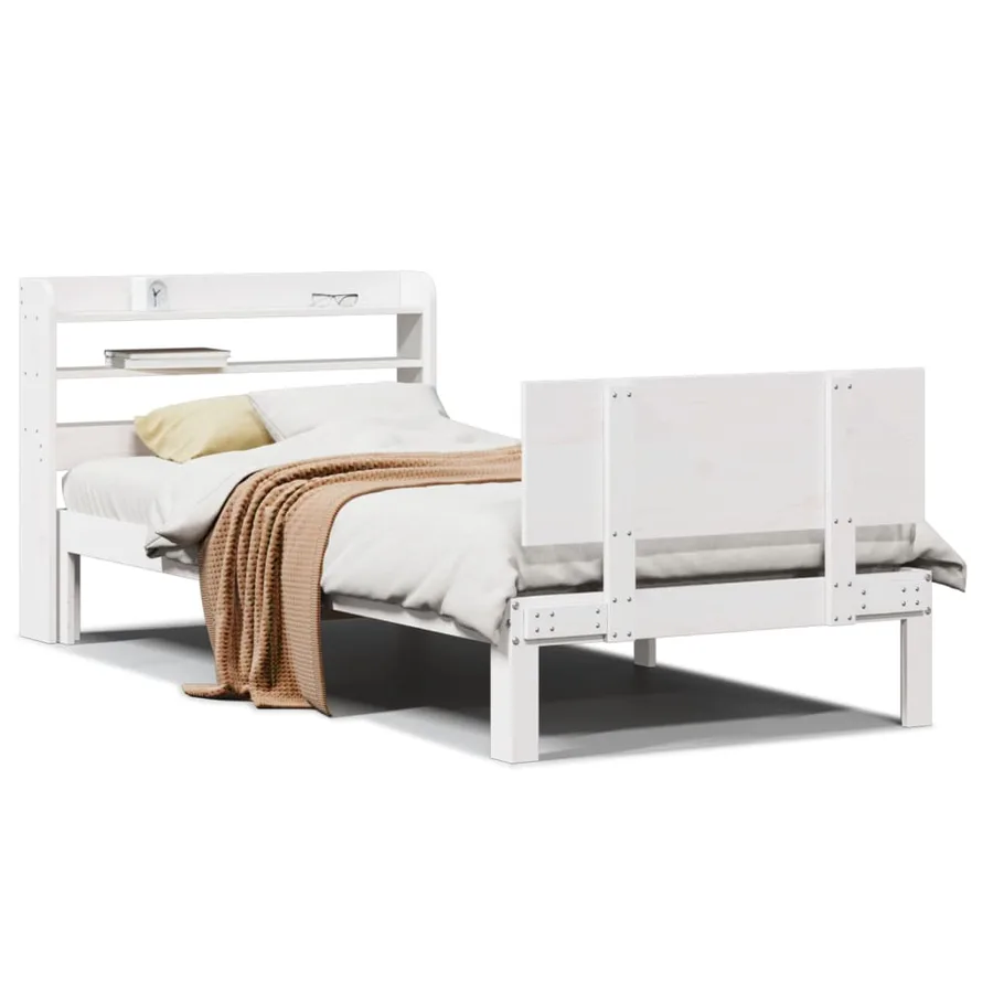 Cadre de lit avec tête de lit sans matelas blanc 100x200 cm - 2