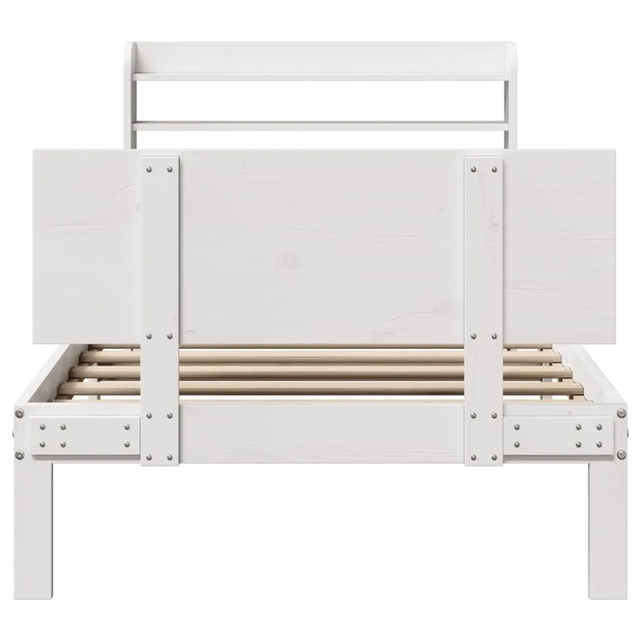 Cadre de lit avec tête de lit sans matelas blanc 100x200 cm - 4