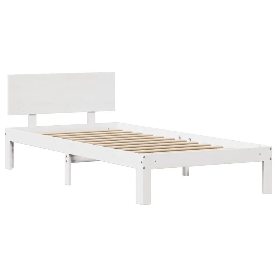 Cadre de lit avec tête de lit sans matelas blanc 100x200 cm - 7