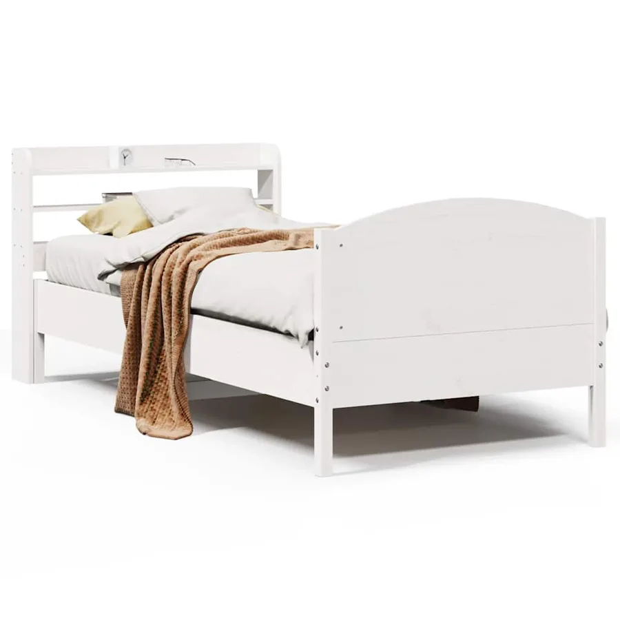 Cadre de lit sans matelas blanc 100x200 cm bois de pin massif - 2