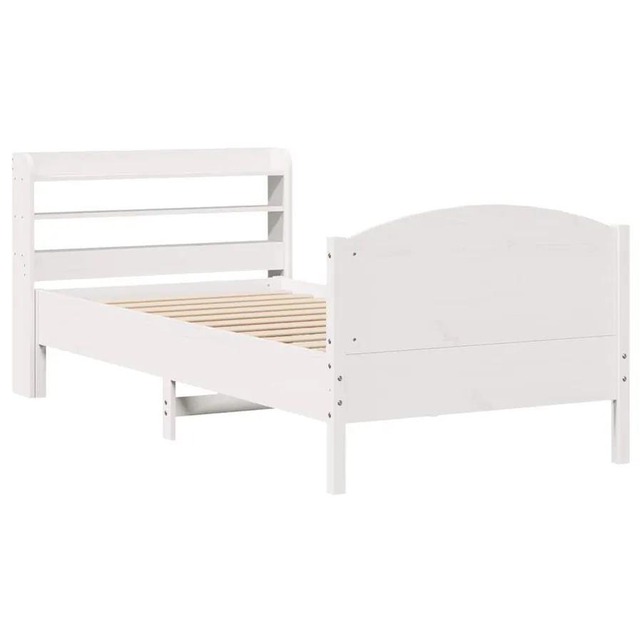 Cadre de lit sans matelas blanc 100x200 cm bois de pin massif - 3
