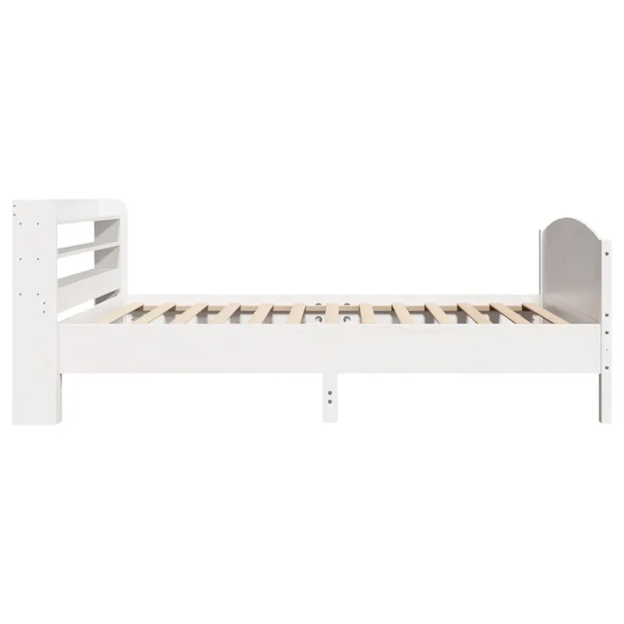 Cadre de lit sans matelas blanc 100x200 cm bois de pin massif - 5