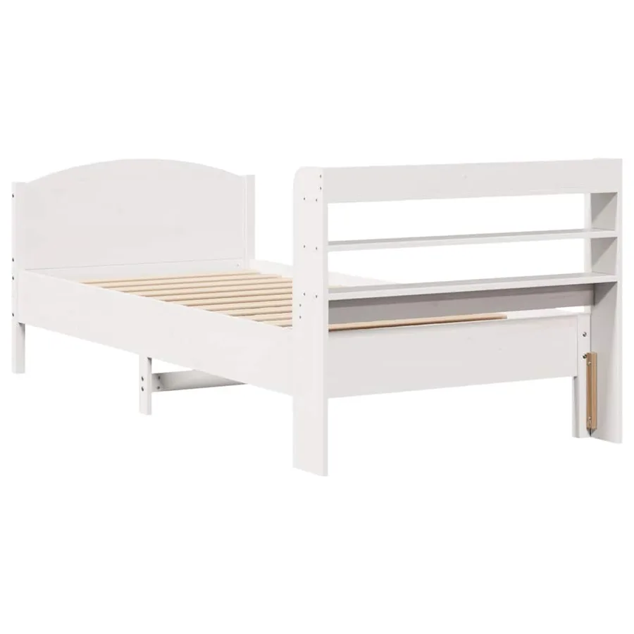 Cadre de lit sans matelas blanc 100x200 cm bois de pin massif - 6