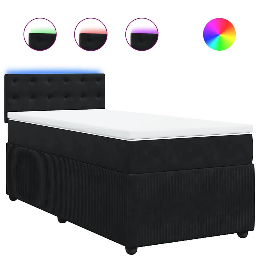 Sommier à lattes de lit avec matelas Noir 100x200 cm Velours - 2