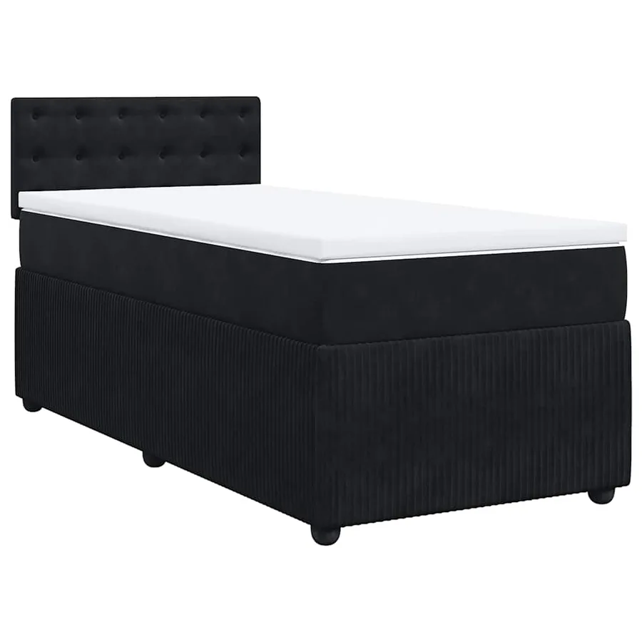 Sommier à lattes de lit avec matelas Noir 100x200 cm Velours - 3