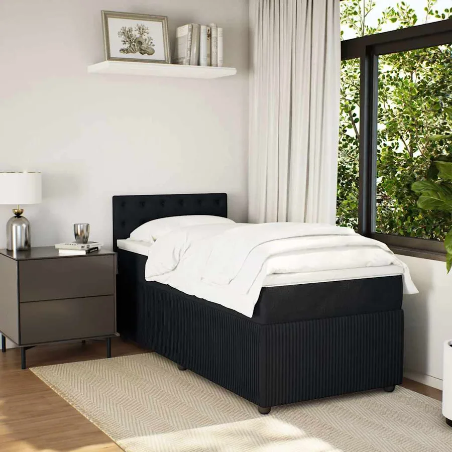 Sommier à lattes de lit avec matelas Noir 100x200 cm Velours - 4