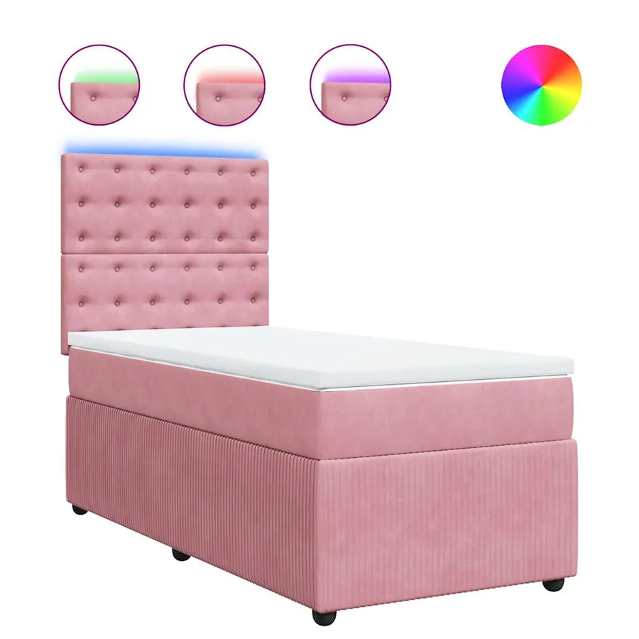 Sommier à lattes de lit avec matelas Rose 100x200 cm Velours - 2
