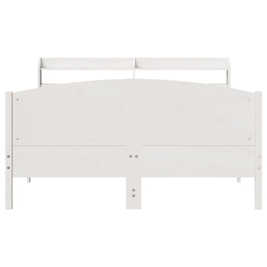 Cadre de lit sans matelas blanc 160x200 cm bois de pin massif - 4