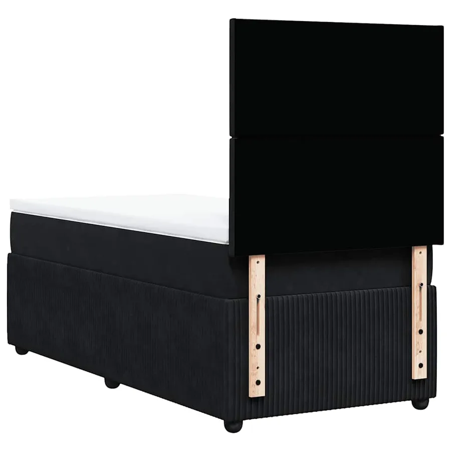 Sommier à lattes de lit avec matelas Noir 100x200 cm Velours - 8