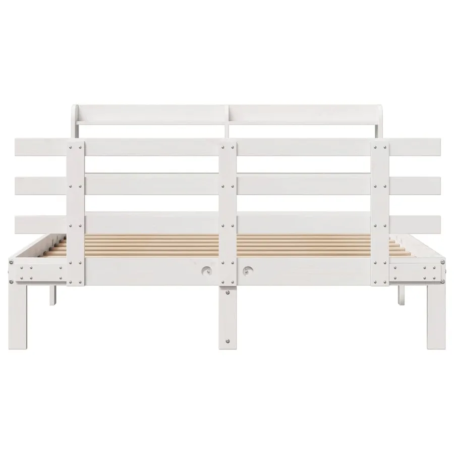 Cadre de lit avec tête de lit sans matelas blanc 160x200 cm - 4