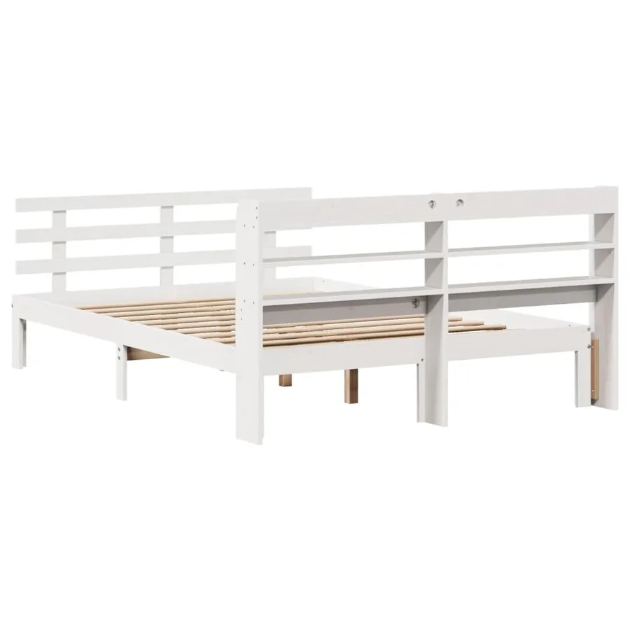 Cadre de lit avec tête de lit sans matelas blanc 160x200 cm - 8