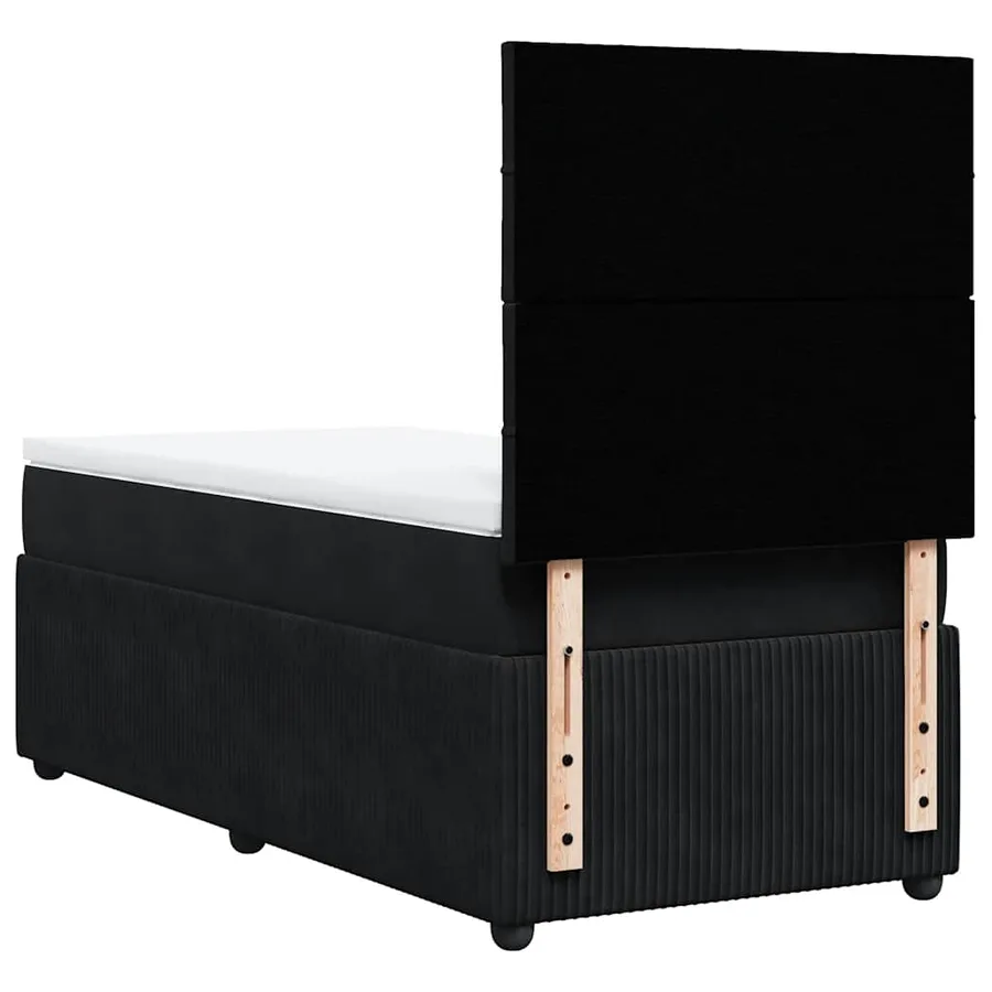 Sommier à lattes de lit avec matelas Noir 100x200 cm Velours - 8