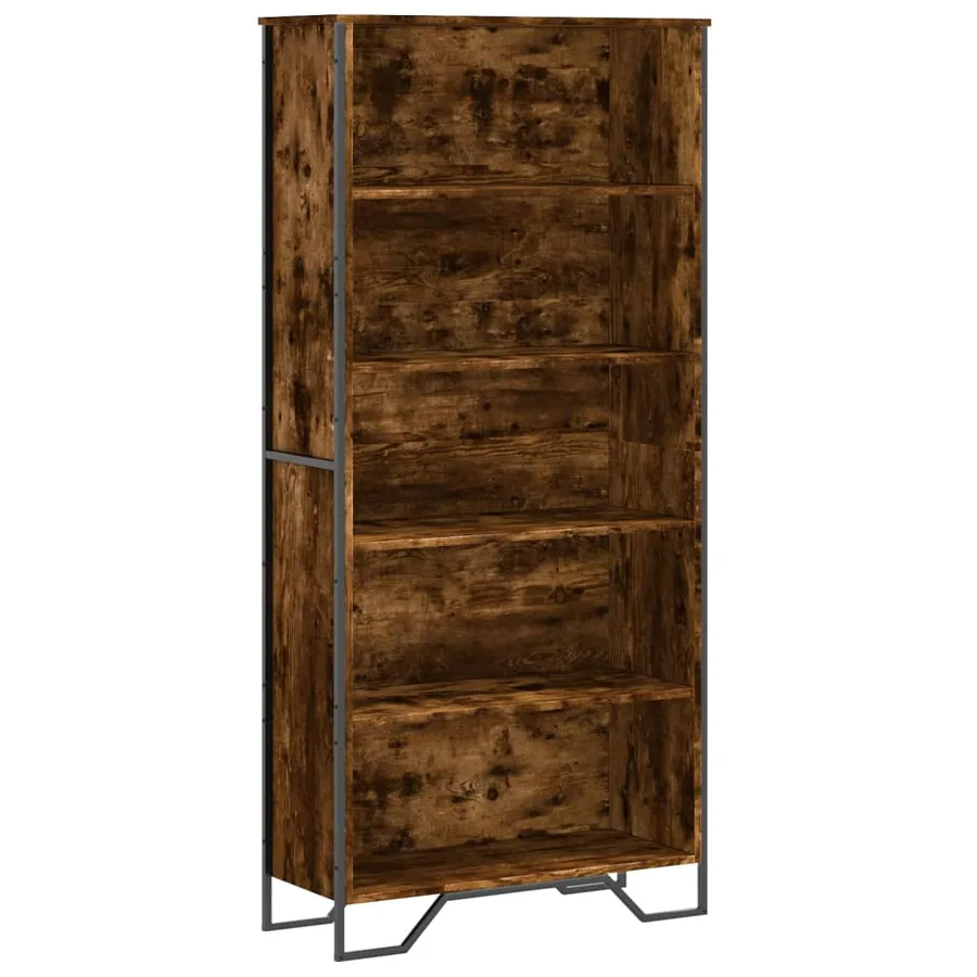 Bibliothèque chêne fumé 80x31x169 cm bois d'ingénierie - 2
