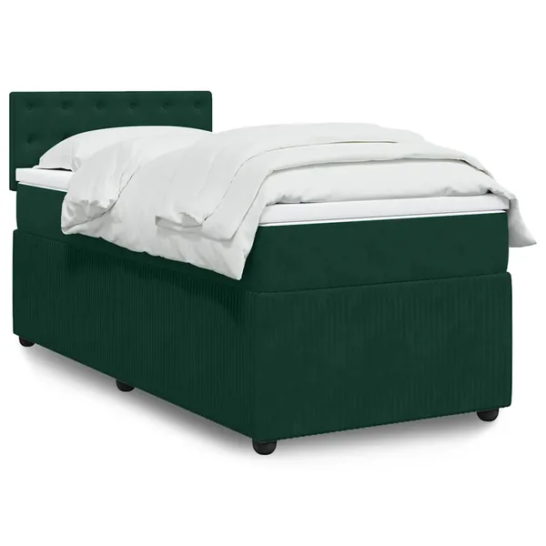 Sommier à lattes de lit avec matelas Vert foncé 100x200 cm